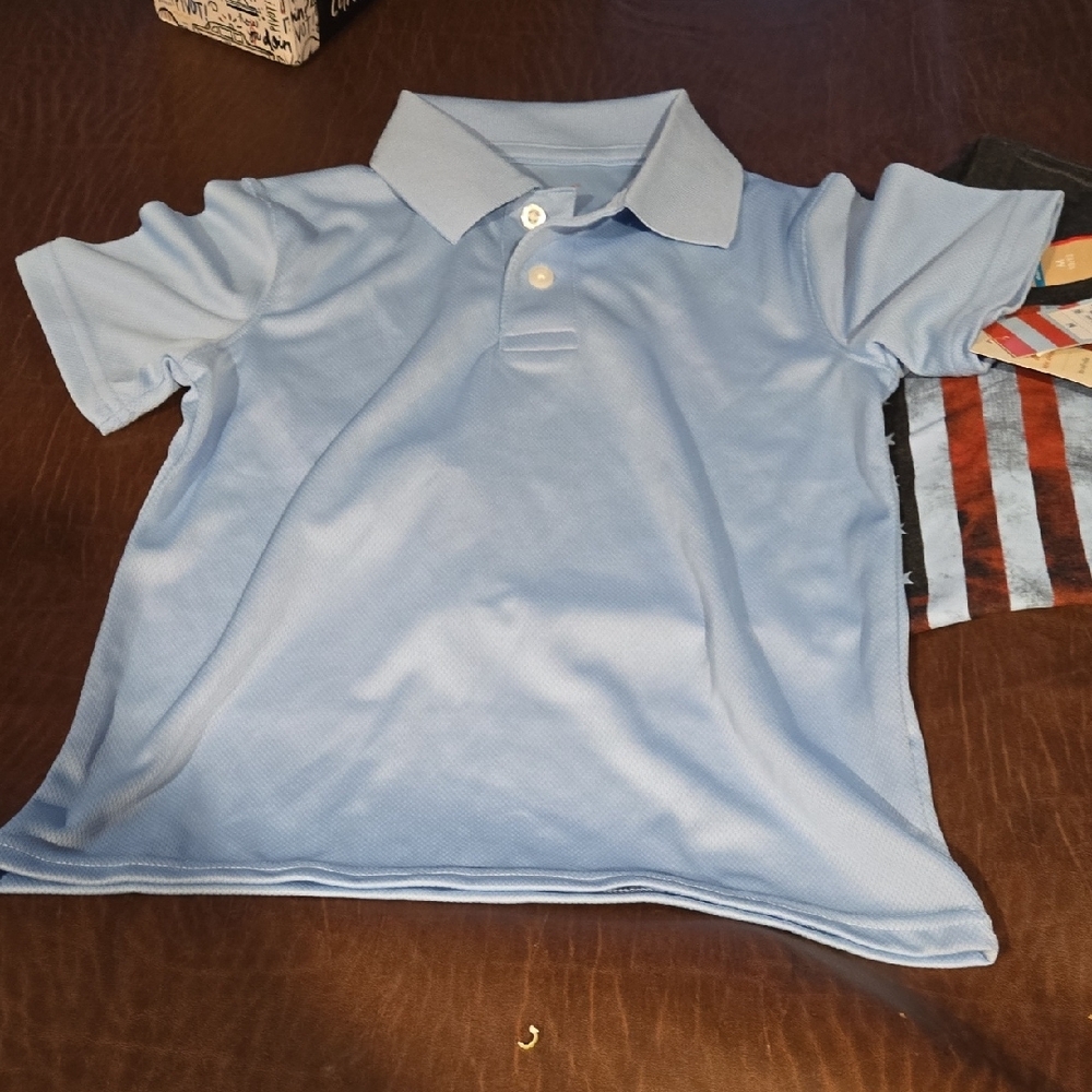 Boys Blue Polo Shirt & Flag Tee